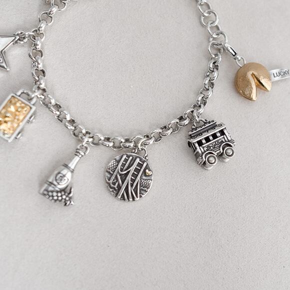 Brighton California State Charm Bracelet Silver Plated Retired Design 8" - Picture 3 of 8